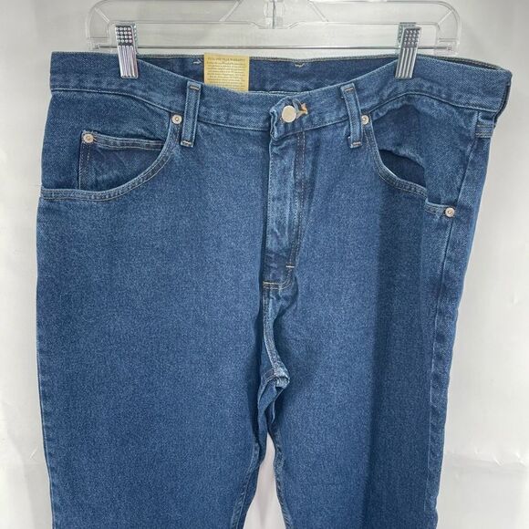 Wrangler Mens 5 Star Relaxed Fit Jeans 100% Cotton Dark Wash Blue Size 36x30 - Picture 3 of 12
